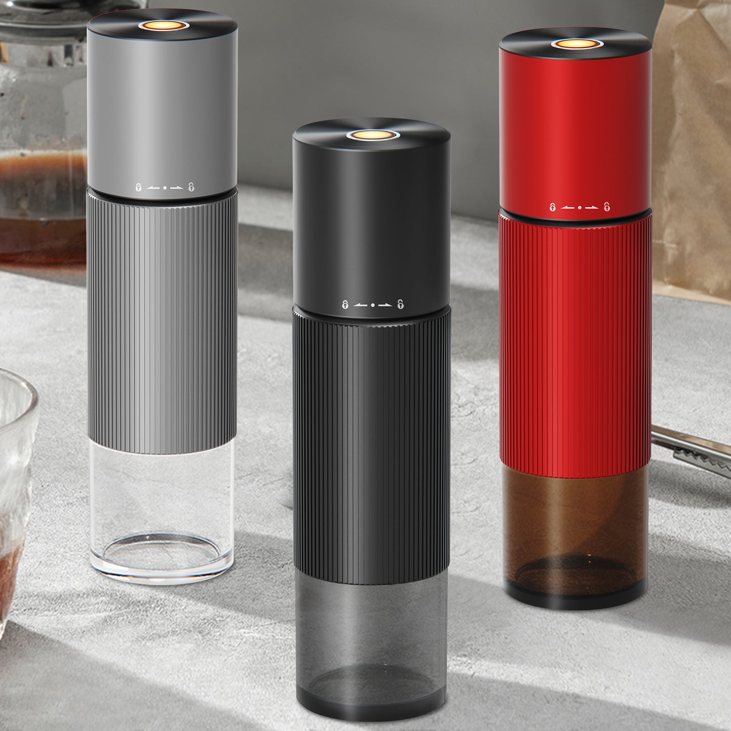 Electric Coffee Grinder M01  - Black & Gray & Red